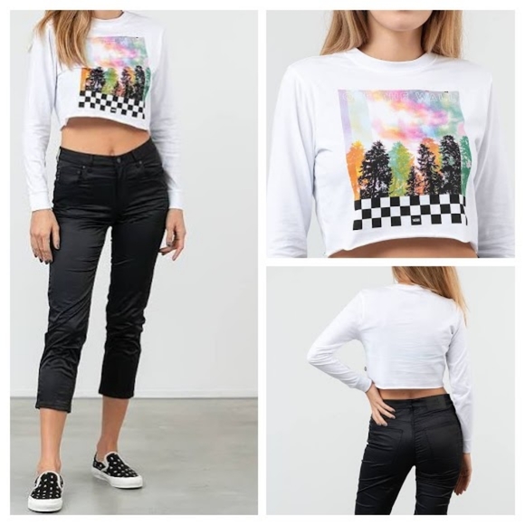 Vans Tops - Vans Crop Top White Long Sleeve Womens Shirt